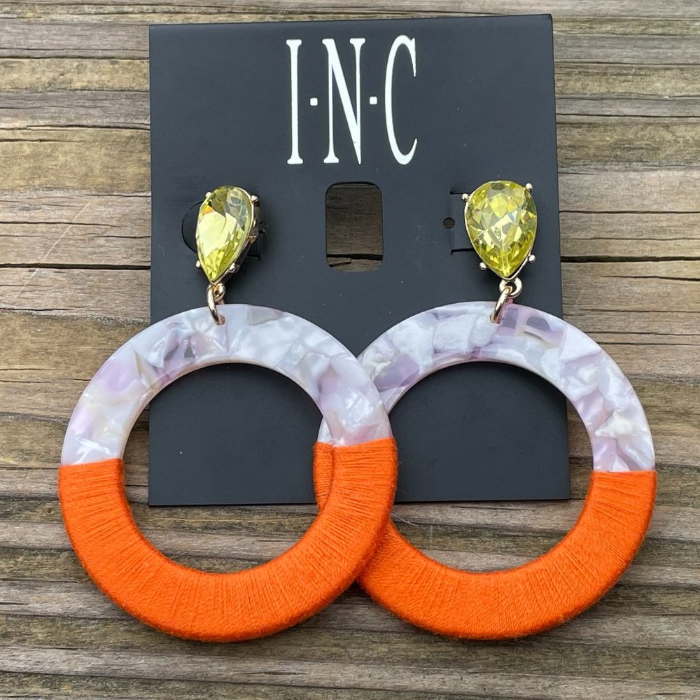 International Concept Earrings Hoops Resin & Wrap Multi Color Women Ear Jewelry